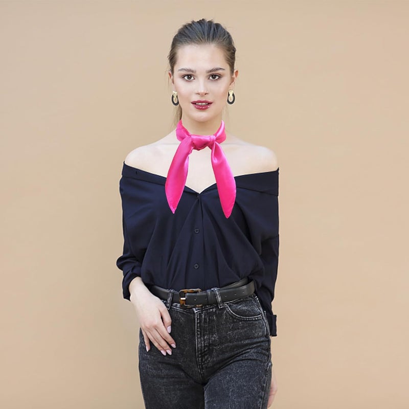 ATAMET Head Scarf Square Neck Ribbon Neck Scarf Satin Scarf Handkerchief for Halloween Retro Women Costume Accessory - Image 4